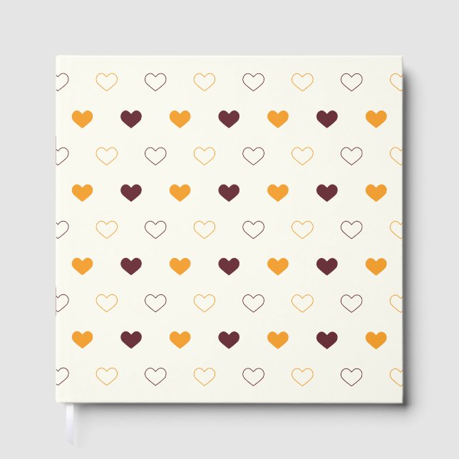 Heart Pattern with Orange & Brown Hearts Guest Book (Front)