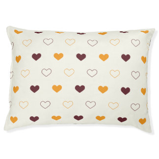 Heart Pattern with Orange & Brown Hearts Pet Bed