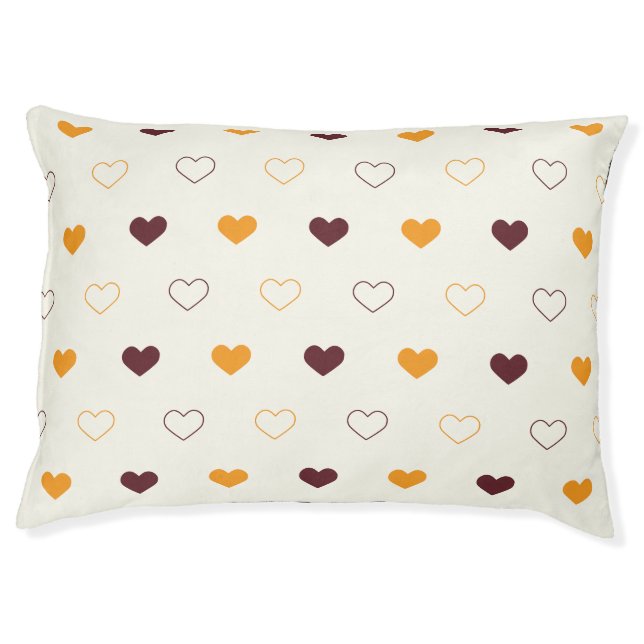 Heart Pattern with Orange & Brown Hearts Pet Bed (Front)