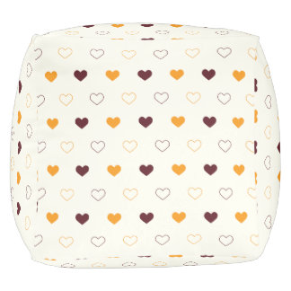 Heart Pattern with Orange & Brown Hearts Pouf