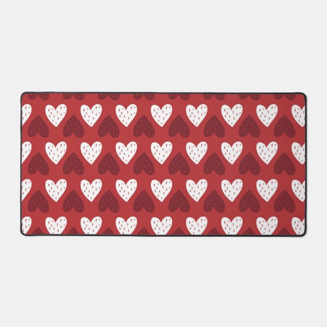 Heart Pattern with Strawberry Seeds Desk Mat (Front)