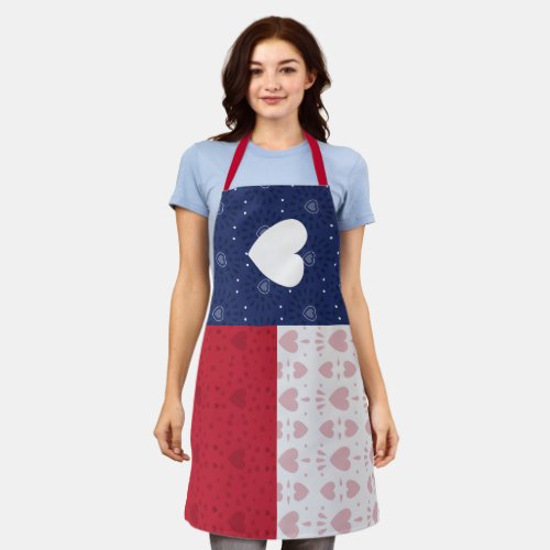 Heart Patterned Texas State Flag Apron