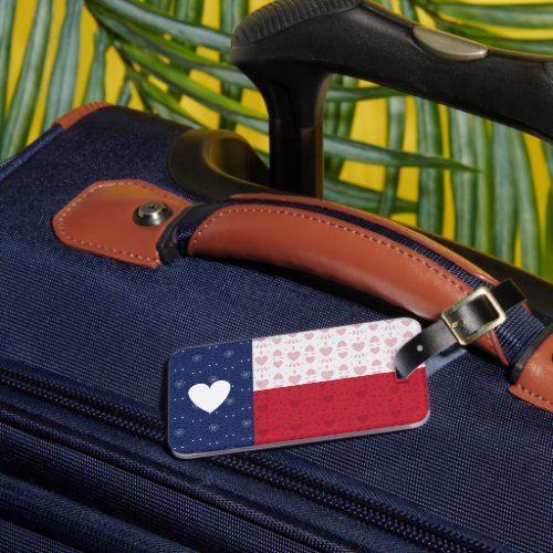 Heart Patterned Texas State Flag Luggage Tag