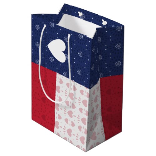 Heart Patterned Texas State Flag Medium Gift Bag