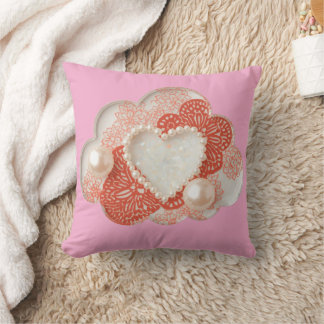 Heart patterns AI art Throw Pillow