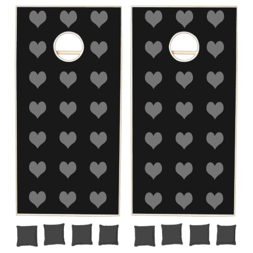 Heart Patterns Cute Black  White Grey Family Fun Cornhole Set