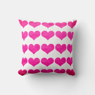 Heart Patterns Pink Purple Glitter Foil White Cute Throw Pillow