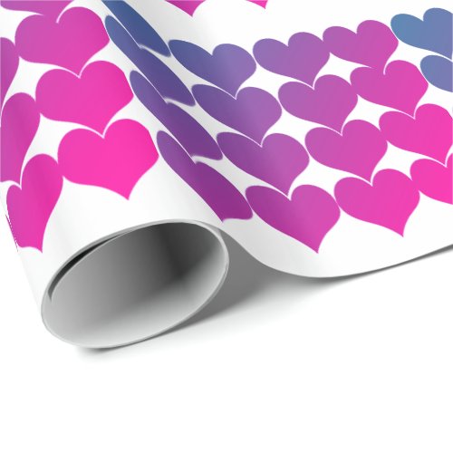 Heart Patterns Pink Purple Valentines Day 2021 Wrapping Paper