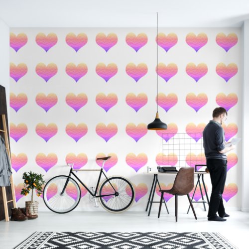 Heart Patterns Pink White Custom Color Cute Lovely Wallpaper