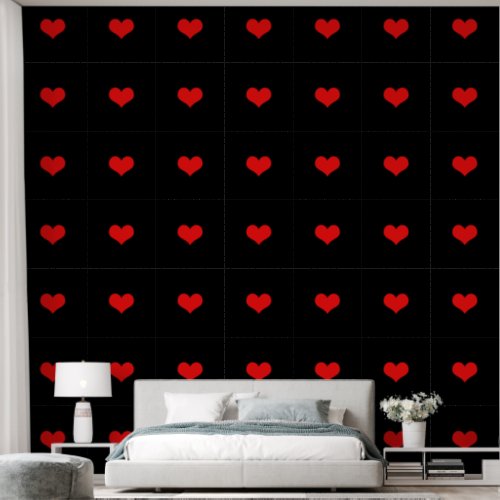 Heart Patterns Red Black Custom Color Cute Lovely Wallpaper