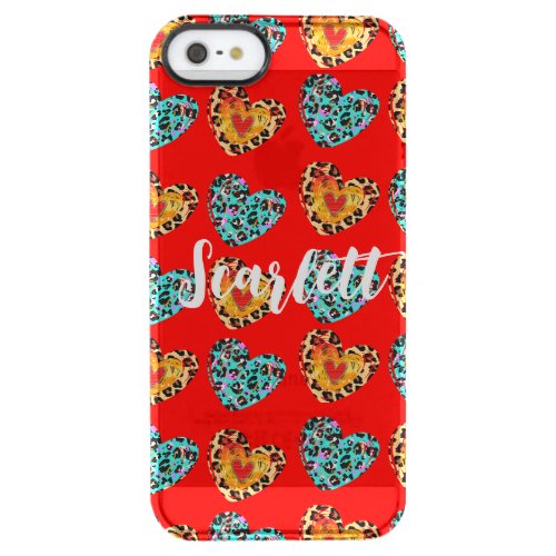 Heart Patterns  Tiger Motifs Clear iPhone SE55s Case