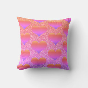Heart Patterns Valentine's Rose Gold Glittery Cute Outdoor Pillow