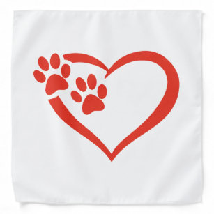 Heart paw in red - Choose background color Bandana