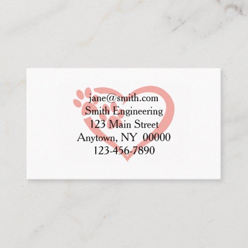 Heart paw in red _ Choose background color Business Card
