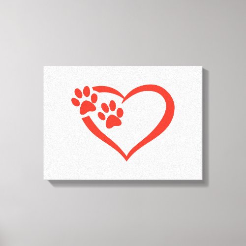 Heart paw in red _ Choose background color Canvas Print