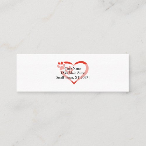 Heart paw in red _ Choose background color Mini Business Card