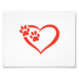 Heart paw in red - Choose background color Photo Print