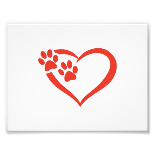 Heart paw in red _ Choose background color Photo Print