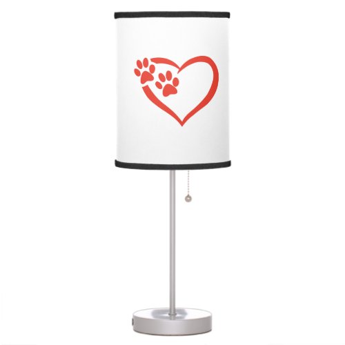Heart paw in red _ Choose background color Table Lamp