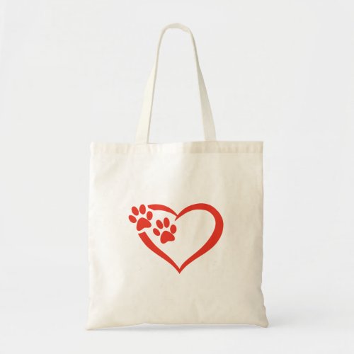 Heart paw in red _ Choose background color Tote Bag