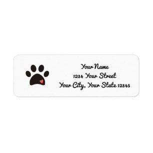 Heart Paw Print Address Label