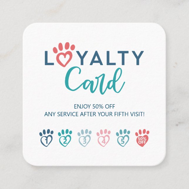 Heart Paw Print Animal Veterinary Care Loyalty (Front)