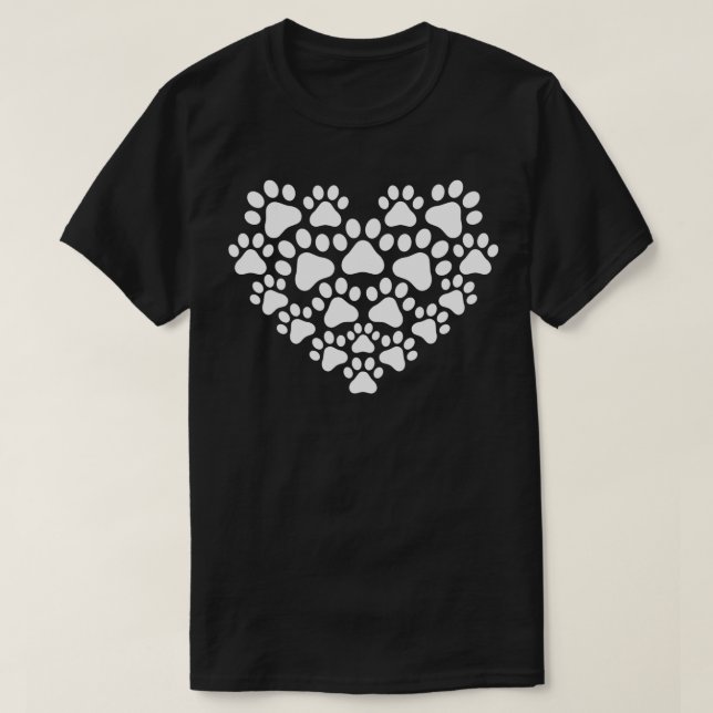 Heart Paw Print Dog & Cat  Cat Mom & Dog Mom Mothe T-Shirt (Design Front)
