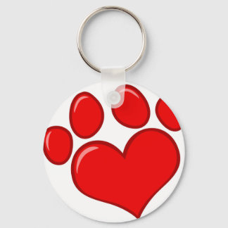 Heart Paw Print Keychain