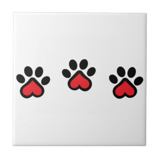 Heart Paw Prints Ceramic Tile