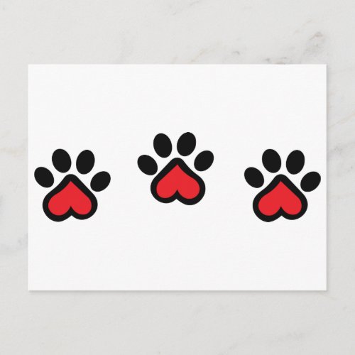 Heart Paw Prints Postcard