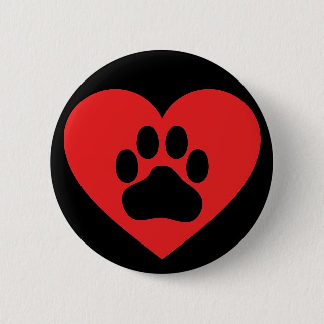 Heart Paw Red Button (Front)