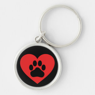 Heart Paw Red Keychain