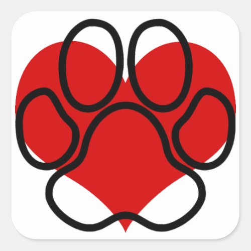 Heart Paw Square Sticker