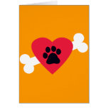 Heart, Pawprint and Bone Design Greeting/Note Card