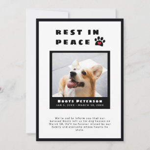 Heart Pawprint Rest In Peace Pet Loss Photo Announcement