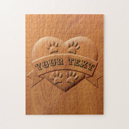 Heart Paws And Ribbon Drawing  With Custom Text Jigsaw Puzzle