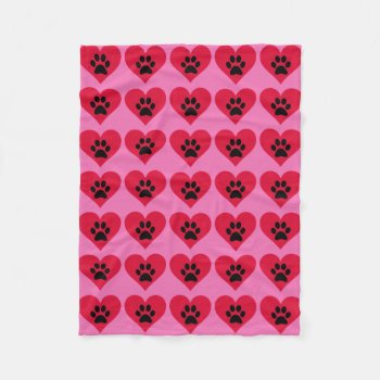 Heart Paws Fleece Blanket by LadyDenise at Zazzle
