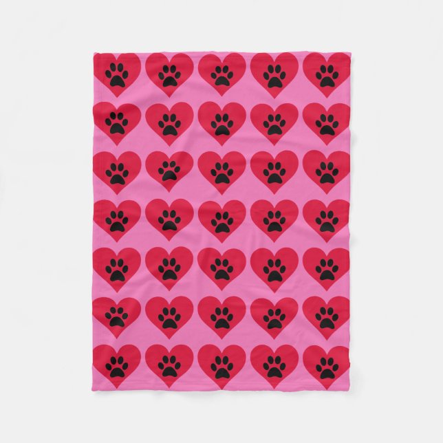 Heart Paws Fleece Blanket (Front)