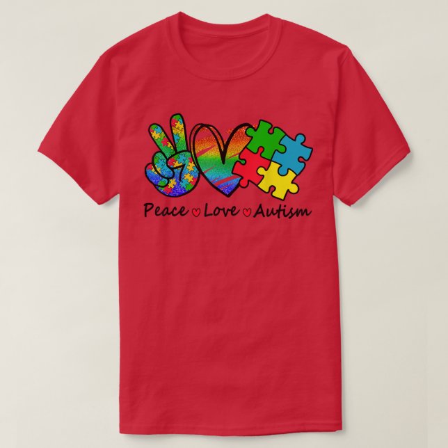 Heart Peace Love Acceptance Autism Mental Health A T-Shirt (Design Front)