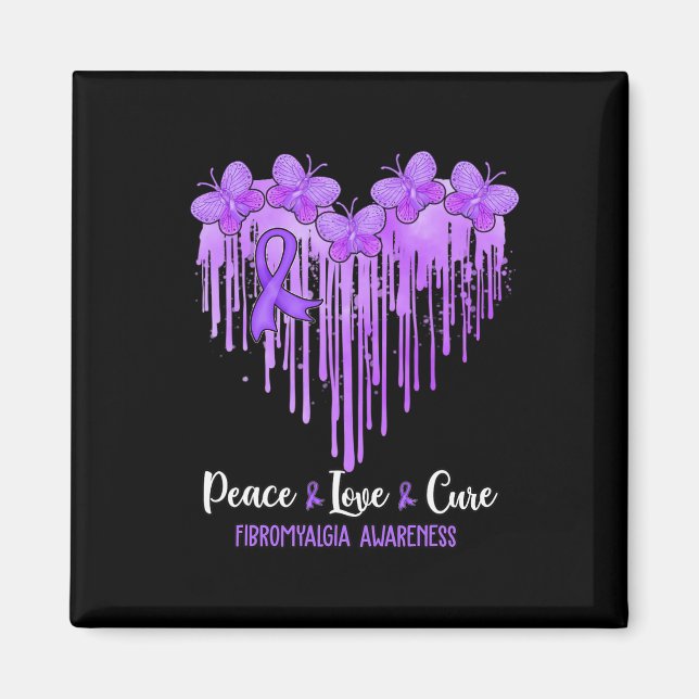 Heart Peace Love Cure Fibromyalgia Awareness  Magnet (Front)