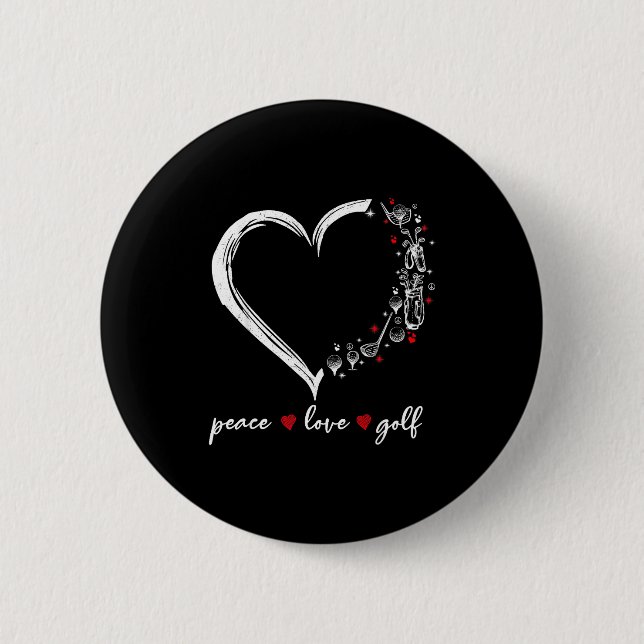 Heart Peace Love Golf Player Srt Lovers Outfit Wom Button (Front)