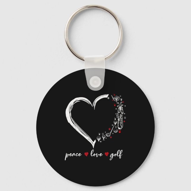 Heart Peace Love Golf Player Srt Lovers Outfit Wom Keychain (Front)