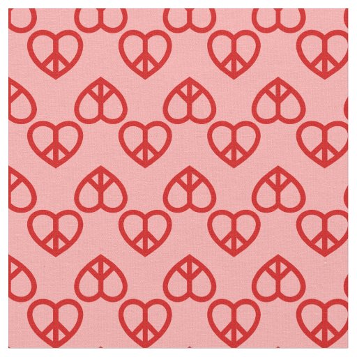 heart peace love retro hippie pink red valentine fabric