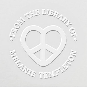 Heart Peace Sign “From the library of” Name Monog Embosser