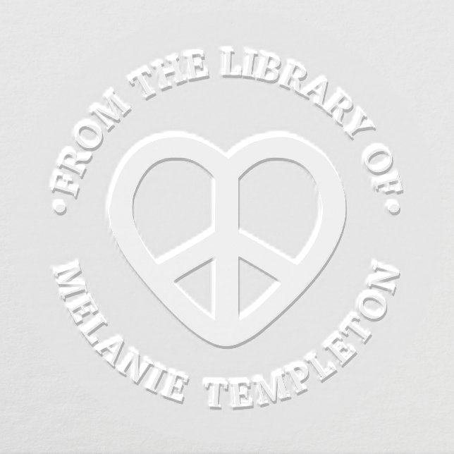 Heart Peace Sign “From the library of” Name Monog Embosser (Design)