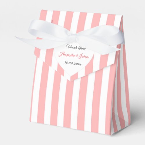 Heart Peach White Stripes Wedding Favor Thank You Favor Boxes