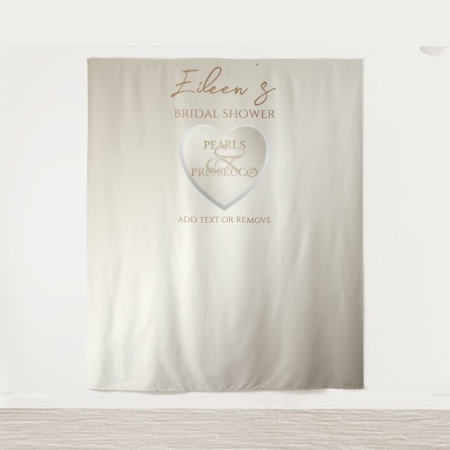 Heart Pearls Prosecco Bridal Shower Chic Backdrop (Front)