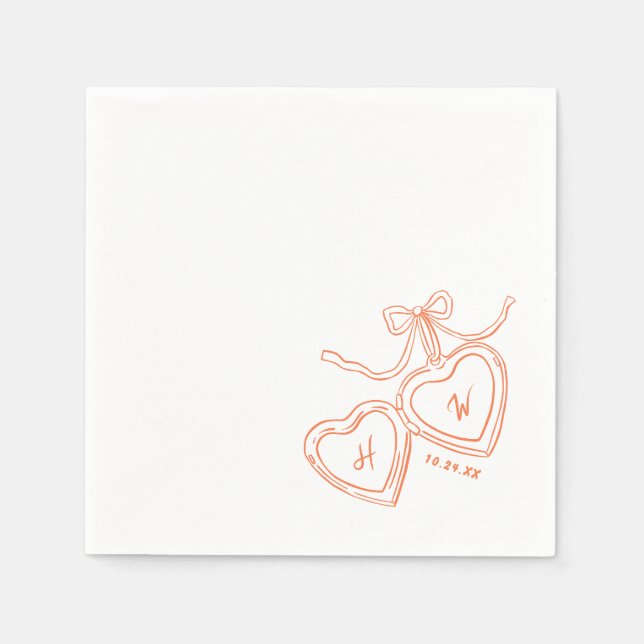 Heart Pendant Fun Wedding Engagement Party Napkins (Front)