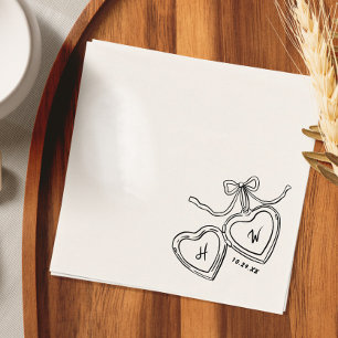 Heart Pendant Whimsical Wedding Engagement Party Napkins