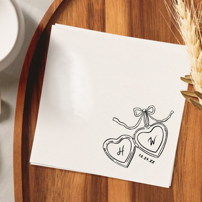Heart Pendant Whimsical Wedding Engagement Party Napkins (Creator Uploaded)